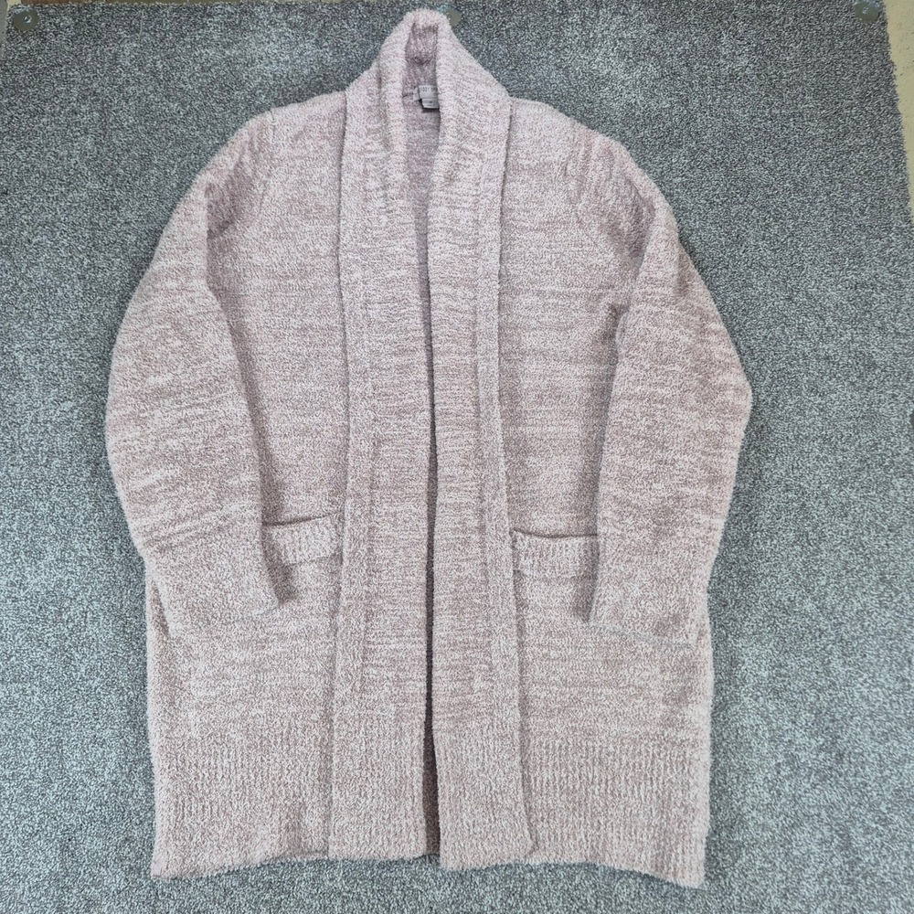 Barefoot Dreams CozyChic Cardigan Womens 1X Pink Shawl Collar Open Front Pocket